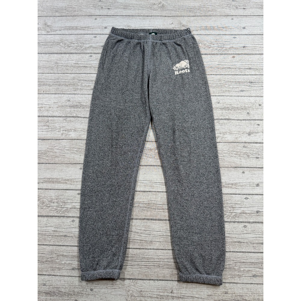 Roots Sweatpants Men's Small Gray Salt & Pepper Fleece Tapered Joggers Athletic